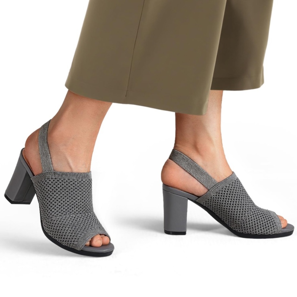 mysoft Women's Knit Chunky Block 3” Heel Slingback Size 7.5 Wide